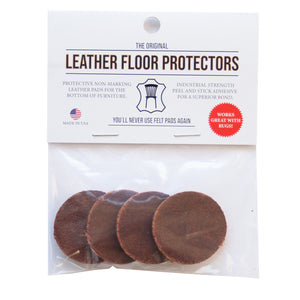 1.5" Round Leather Furniture Floor Protector Pads for Wood, Laminate or Tile Floors, (1) 4/Pack, Industrial Strength Peel and Stick Adhesive, 1.5 inch round
