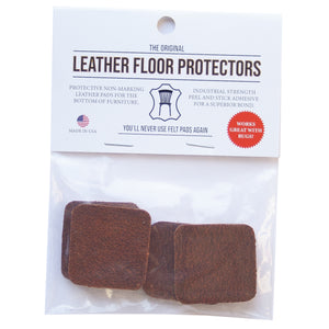 1.5" Square Leather Furniture Floor Protector Pads for Wood, Laminate or Tile Floors, (1) 4/Pack, Industrial Strength Peel and Stick Adhesive, .1.5" inch square